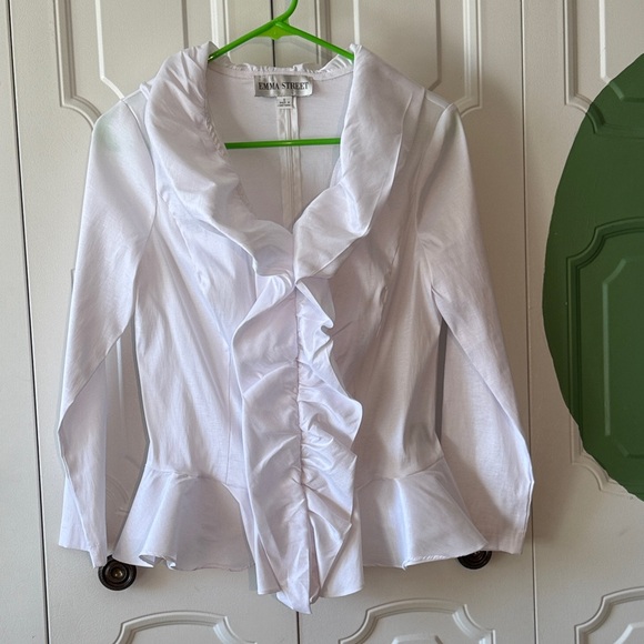 White Ruffled Blouse - Picture 1 of 7